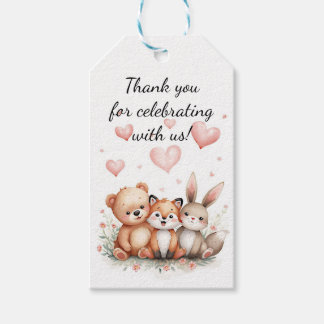 Étiquettes-cadeau Animaux de la Forêt Anniversaire Ours Renard Lapin