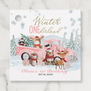 Étiquettes Cadeau Animaux de la Forêt Camion ONEderland 1er Annivers