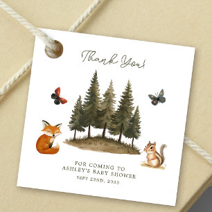 Étiquettes Cadeau Animaux de la Forêt de Bois en Aquarelle Baby Show