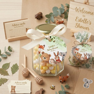 Étiquettes Cadeau Animaux de la Forêt Mignons Baby Shower Aquarelle