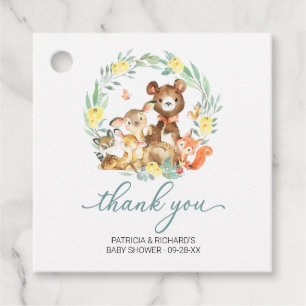 Étiquettes Cadeau Animaux de la forêt Verdure Baby Shower Remercieme