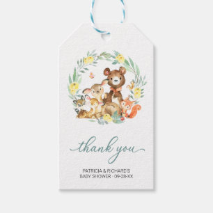 Étiquettes-cadeau Animaux de la forêt Verdure Baby Shower Remercieme