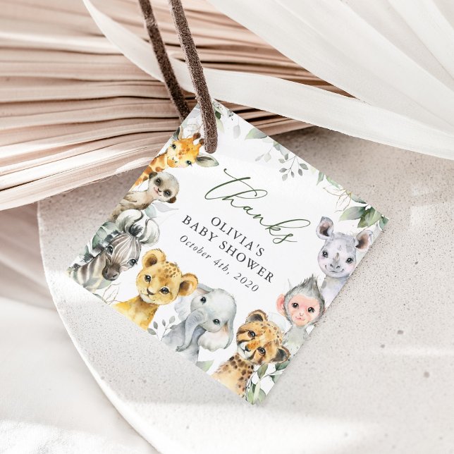 Étiquettes Cadeau Animaux de la jungle, Safari, Un sauvage, Baby sho (Créateur téléchargé)