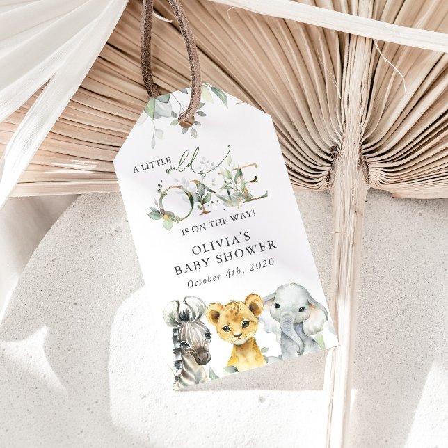Étiquettes-cadeau Animaux de la jungle, Safari, Un sauvage, Baby sho (Créateur téléchargé)