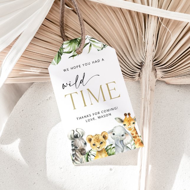 Étiquettes-cadeau Animaux de la jungle, Safari, Un sauvage, premier  (Créateur téléchargé)