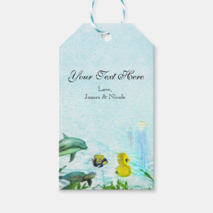 Étiquettes-cadeau Animaux de mer Fête à l'aquarelle sur la plage Fav