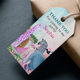Étiquettes-cadeau Animaux de safari fille de la jungle anniversaire 
