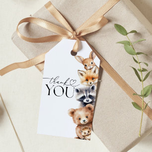 Étiquettes-cadeau Animaux des bois Baby shower moderne