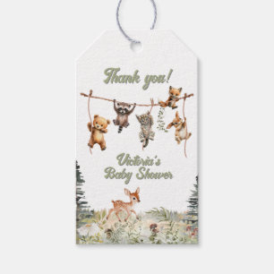 Étiquettes-cadeau Animaux des bois Clothesline Baby shower forestier