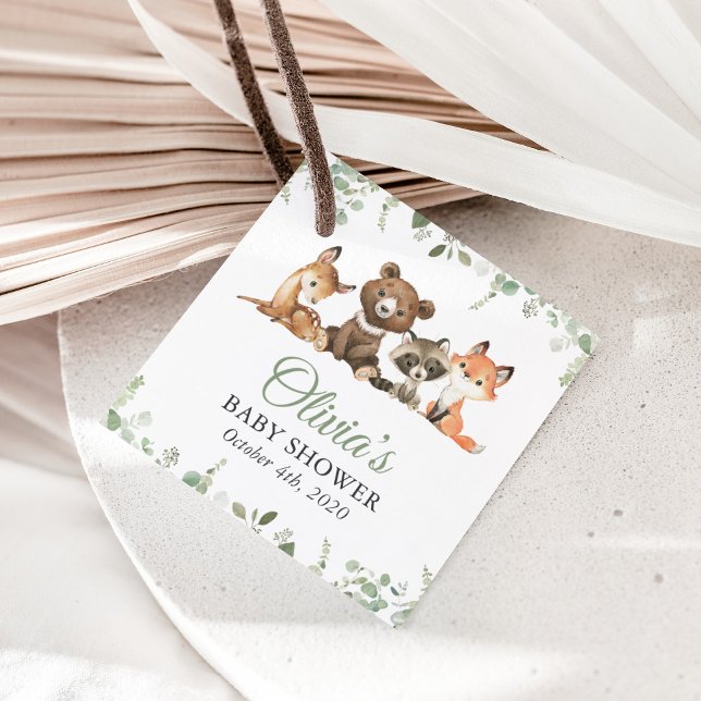 Étiquettes Cadeau Animaux des bois, Forêt, Un sauvage, Baby shower (Créateur téléchargé)
