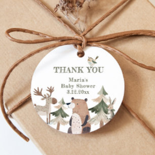 Étiquettes Cadeau Animaux des bois Ours de forêt Merci