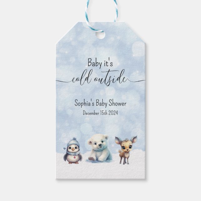 Étiquettes-cadeau Animaux d'hiver Froid hors Baby shower Favoriser l (Devant)