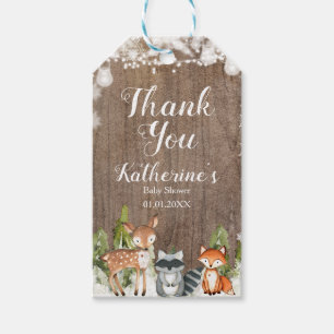 Étiquettes-cadeau Animaux d'hiver Snowflakes Baby shower Merci