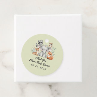 Étiquettes Cadeau Animaux forestiers rustiques Merci verdoyant