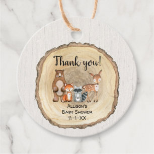 Étiquettes Cadeau Animaux rustiques de bois baby shower neutre pour 
