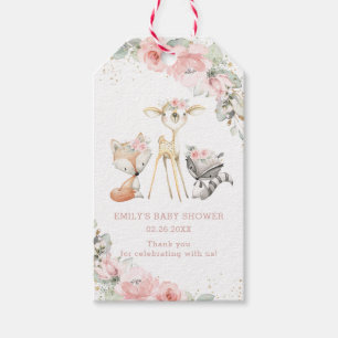 Étiquettes-cadeau Animaux Whimsical Woodland Merci rose Floral