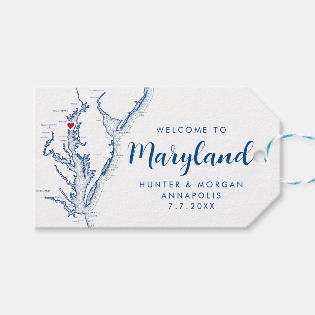 Étiquettes-cadeau Annapolis Minimal Moderne Mariage Bienvenue (Devant (Horizontal))
