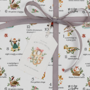 Étiquettes-cadeau Anneaux d'Or 12 Jours de Noël