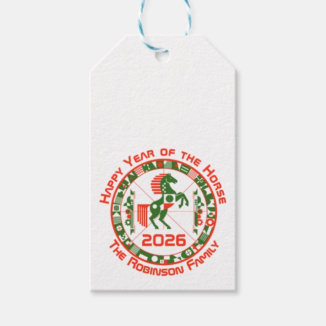 Étiquettes-cadeau Année du cheval 2026 (Devant)