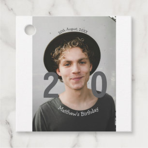 Étiquettes Cadeau anniversaire 20 ans ajouter nom photo date homme b