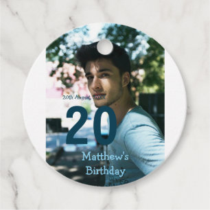 Étiquettes Cadeau anniversaire 20 ans ajouter nom photo date homme b