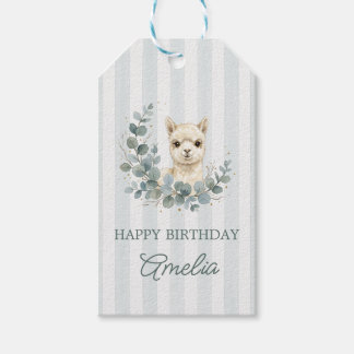 Étiquettes-cadeau Anniversaire adorable alpage aquarelle crême