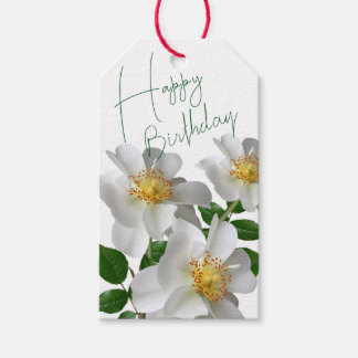 Étiquettes-cadeau Anniversaire avec fleur blanche