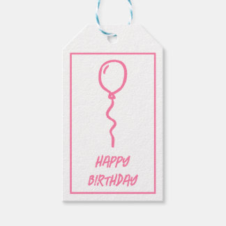 Étiquettes Cadeau Anniversaire Ballon Rose Mignon
