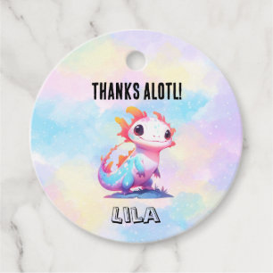 Étiquettes Cadeau Anniversaire coloré de l'arc en ciel Axolotl