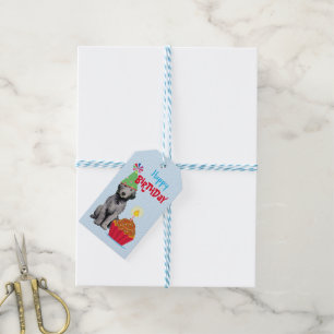 Étiquettes-cadeau Anniversaire Cupcake Bedlington Terrier Guides-cad