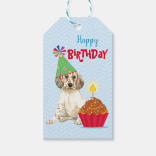 Étiquettes-cadeau Anniversaire Cupcake Français Setter Tags cadeaux