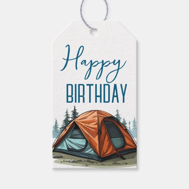 Étiquettes-cadeau Anniversaire de campeur  (Devant)