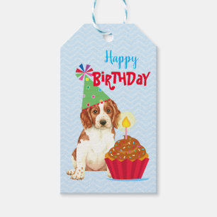 Étiquettes-cadeau Anniversaire de Cupcake Welsh Springer en espagnol