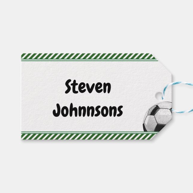 Étiquettes-cadeau Anniversaire de enfant de football (Devant (Horizontal))