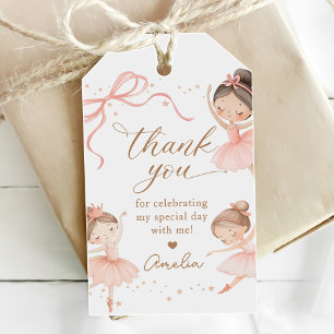 Étiquettes-cadeau Anniversaire de fille ballerine coquette rose élég