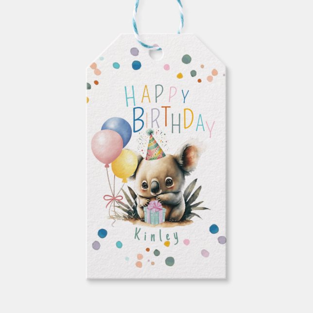 Étiquettes-cadeau Anniversaire de Koala (Devant)