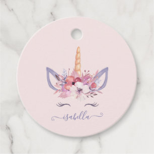 Étiquettes Cadeau Anniversaire de l'aquarelle florale de licorne