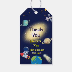 Étiquettes-cadeau Anniversaire de l'Espace – Astronaute, Fusée, Gala