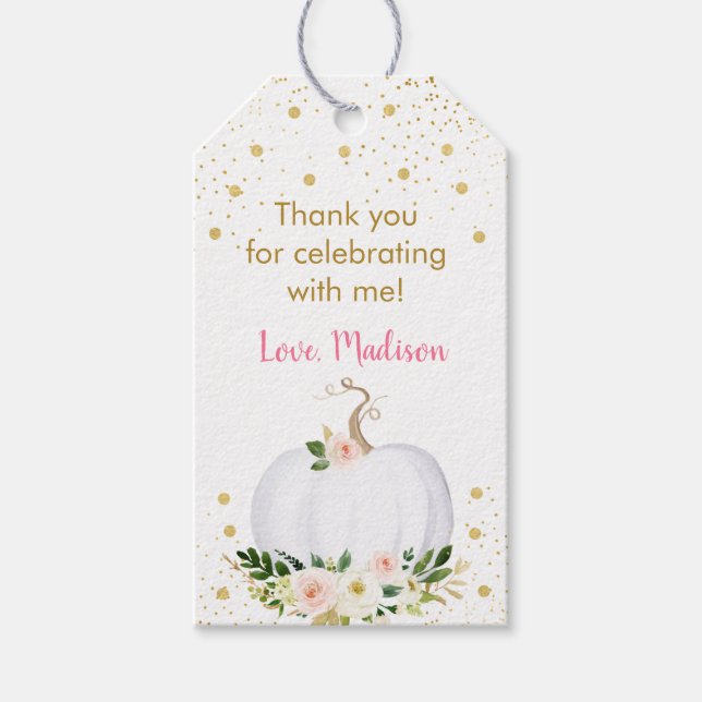 Étiquettes-cadeau Anniversaire de l'or rose petit Citrouille (Devant)