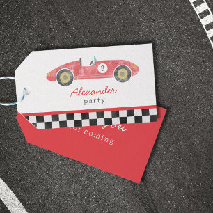 Étiquettes-cadeau Anniversaire de voiture vintage rouge