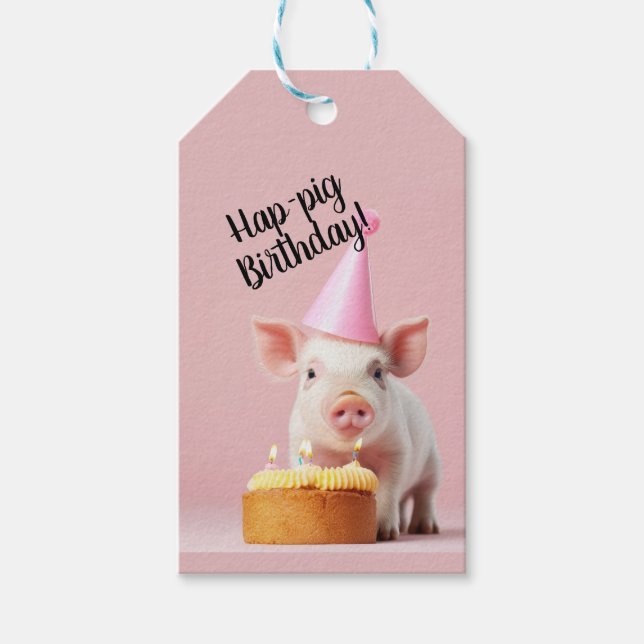 Étiquettes-cadeau Anniversaire du cochon de lait ! (Devant)
