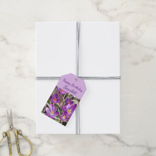 Étiquettes-cadeau Anniversaire du Crocus pourpre