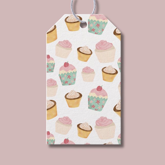 Étiquettes-cadeau Anniversaire du Motif Cupcake (Cupcake pattern gift tag - perfect for baby showers, afternoon tea parties girls birthday parties.)