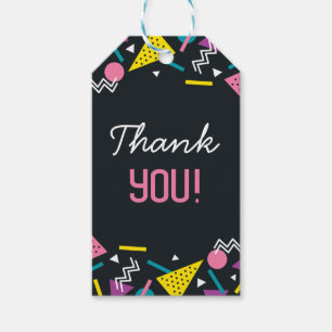 Étiquettes-cadeau Anniversaire du Motif noir des années 80