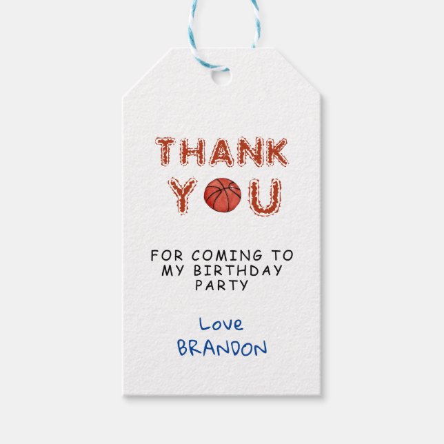 Étiquettes-cadeau Anniversaire Enfants Sports Basket-ball (Devant)
