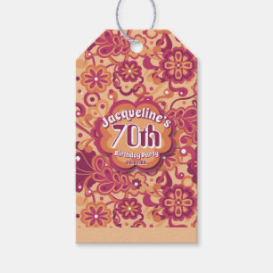 Étiquettes-cadeau Anniversaire Fleurie Psychedelique Groovy Orange 6