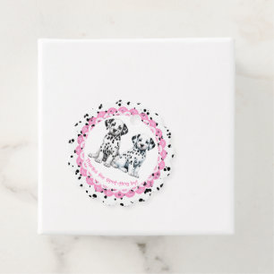 Étiquettes Cadeau Anniversaire Imprimé Dalmatien Fête Noir et Blan