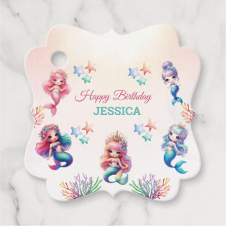 Étiquettes Cadeau Anniversaire Magique De Sirène Sous La Mer Photo