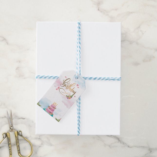 Étiquettes-cadeau Anniversaire Moderne (Avec de laficelle)