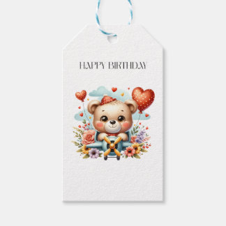 Étiquettes-cadeau Anniversaire Pilote Ours en Peluche